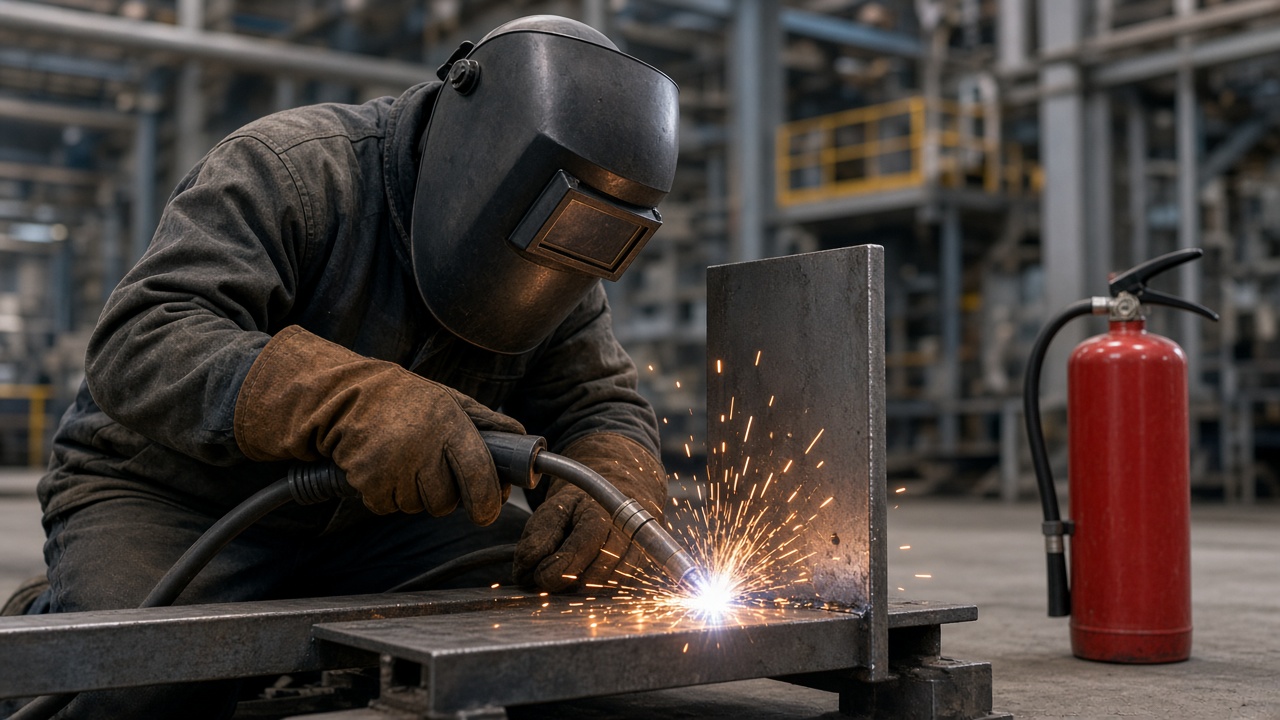 Công việc hàn cắt nóng gần khu vực có vật liệu dễ cháy tại công trường